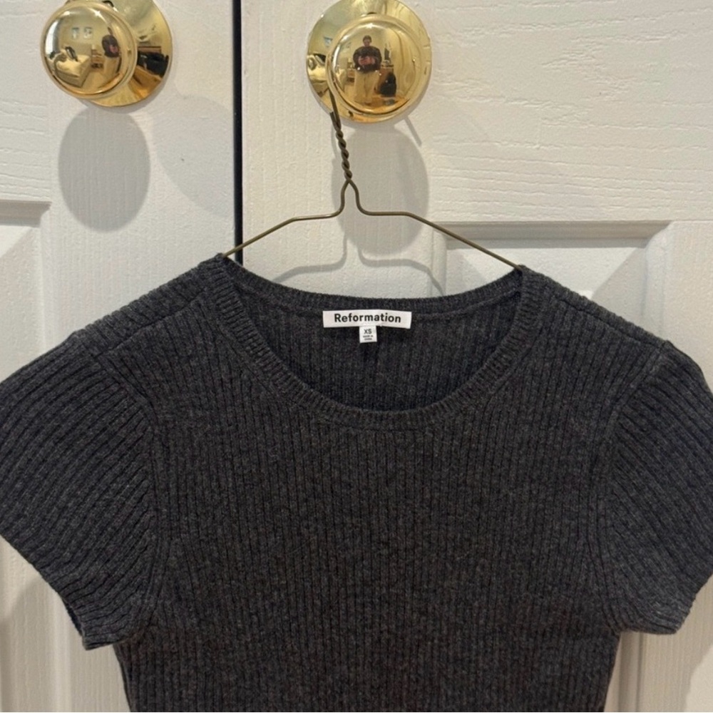 Reformation Charcoal Ribbed Knit Tee